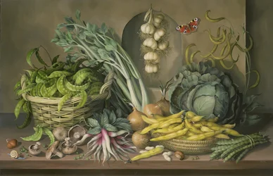 Knoflook en radijzen en een pauwvlinder, 1997