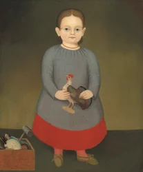 Meisje met speelgoedhaan