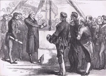 Lafayette legt de hoeksteen van het Bunker