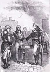Washington neemt afscheid van zijn oude kameraden, illustratie uit Cassells Geschiedenis van de Verenigde Staten