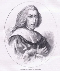 William Pitt, Graaf van Chatham, illustratie uit Cassells Geschiedenis van de Verenigde Staten uitgegeven door Cassell, Petter & Galpin, ca. 1900 (litho)