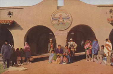 Indian Building, Albuquerque, New Mexico (ingekleurde foto)