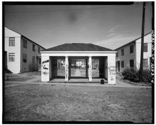 John Hope Homes (Openbare Huisvesting), Begrensd door Larkin, Dora, Spelman Streets & Lane, Atlanta, Fulton County, GA (zwart-wit foto)