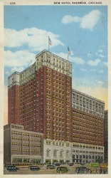 Nieuw Hotel Sherman, Chicago, Illinois, VS (gekleurde foto)