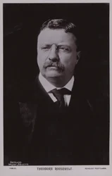 Theodore Roosevelt, Amerikaans politicus en 26e president van de Verenigde Staten (z/w foto)