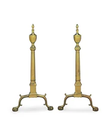 Een paar Chippendale andirons, Philadelphia of New York, 1780-1800