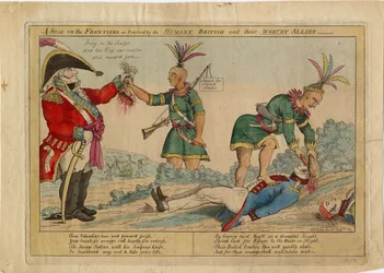 Een scène aan de grens zoals beoefend door de humane Britten en hun waardige bondgenoten, c.1813