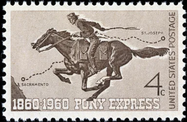 Amerikaanse postzegel van de Pony Express