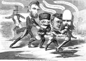 Een ijsfeest of dingen laten glijden op de Rappahannock, uit de Humors of War