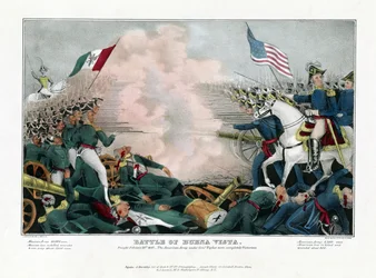 Slag bij Buena Vista, gevochten op 23 februari 1847, het Amerikaanse leger onder generaal Taylor was volledig zegevierend