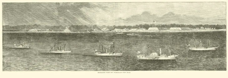 Blokkeringsvloot bij Wilmington, New Inlet, oktober 1864