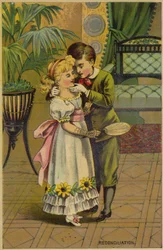 Jongen en meisje kussen ter verzoening