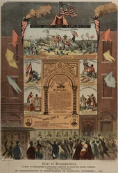 Affiche over de werving van Afro-Amerikanen en het vieren van de emancipatie in Maryland, Ringwalt & Brown, ca. 1 november 1864