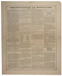 Affiche over de werving van Afro-Amerikanen en het vieren van de emancipatie in Maryland, Ringwalt & Brown, ca. 1 november 1864