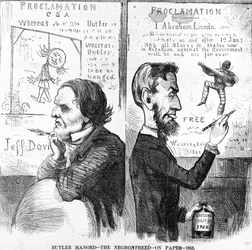 Butler opgehangen, de neger vrij, op papier, 1863