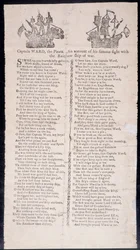 Kapitein Wards gevecht met het oorlogsschip Rainbow, pamflet gedrukt 1775