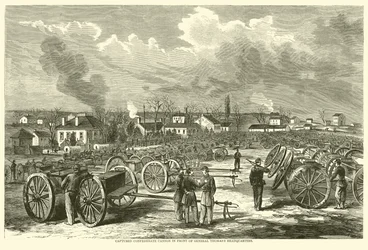 Veroverde Zuidelijke kanonnen voor het hoofdkwartier van generaal Thomas, november 1863