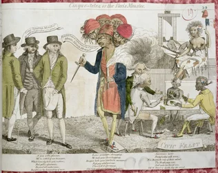 Cinque-Tetes of het Parijse Monster, cartoon die de XYZ-affaire satiriseert, 1797