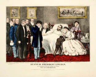 Dood van president Lincoln, in Washington, DC, 15 april 1865, uitgegeven 1865