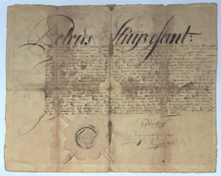 Akte ondertekend door Peter Stuyvesant, Directeur-Generaal van Nieuw-Nederland, 15 mei 1664