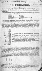 Federaal geld, pagina uit The Scholars Arithmetic 6e editie, door Daniel Adams, gepubliceerd door N.H.Keene, 1810