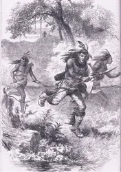 Vlucht van de Indianen na het bloedbad, illustratie uit Cassell
