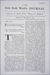 Voorpagina van de New-York Weekly Journal over persvrijheid
