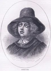 George Fox 1651, illustratie uit Cassells Geschiedenis van de Verenigde Staten uitgegeven door Petter & Galpin ca. 1890