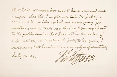 Handschrift en handtekening van Thomas Jefferson, 1803