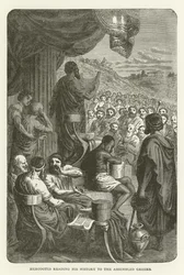 Herodotus leest zijn geschiedenis voor aan de verzamelde Grieken