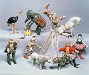 Humpty Dumpty Circus acrobaten en menagerie. c.1900