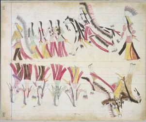 Indiase dans, illustratie uit het Black Horse Ledger, 1877-79