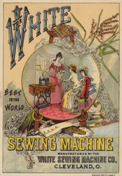 Dames kijken naar naaimachine