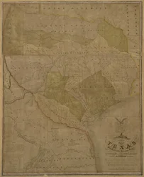 Kaart van Texas met delen van de aangrenzende staten