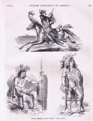 Noord-Amerikaanse indianentypes (1640s), illustratie uit Cassells History of the United States uitgegeven door Petter & Galpin ca. 1890