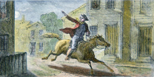 De beroemde rit van Paul Revere in de nacht van 18 april 1775