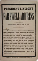 President Lincolns afscheidsrede aan zijn oude buren, Springfield, 12 februari 1861