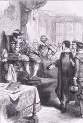 Puriteinen voor James I, illustratie uit Cassell