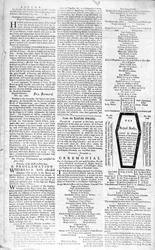 Tweede pagina van de Boston Evening Post met aankondiging van de dood van koning George II (1683-1760), 5 januari 1761 (prent)