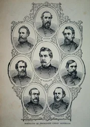 Zeven portretten van prominente generaals van het Union Army