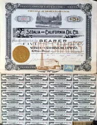 Aandeelbewijs voor de Sedalia en Californische Olie Maatschappij, V.S.A., 1901