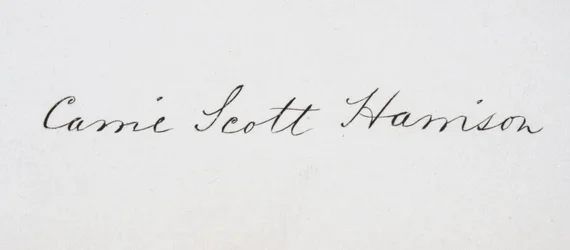 Handtekening van Caroline Lavinia Scott Harrison