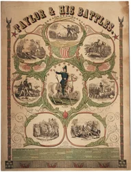 Taylor en zijn veldslagen, gedrukt door Rufus Blanchard van Cincinnati en uitgegeven door Ensign & Thayer, New York, 1847