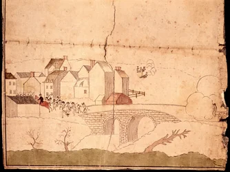De slag bij Lexington en Concord (pen & inkt & wc op papier)