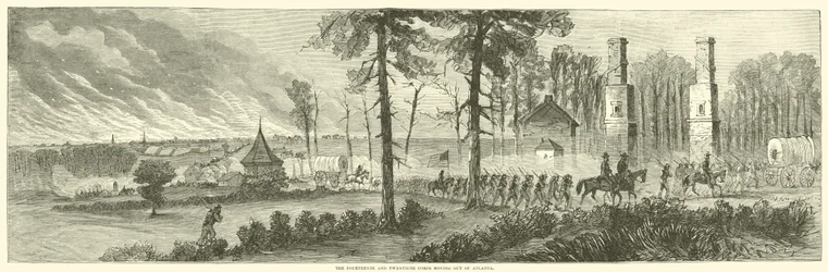 Het Veertiende en Twintigste Korps vertrekken uit Atlanta, november 1864
