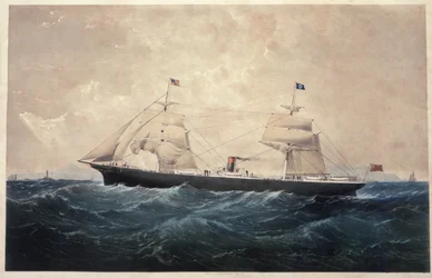 De stoomboot Manhattan (olieverf op doek)