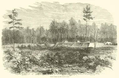 Union werken aan de Weldon Road, augustus 1864