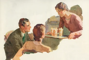 Vrouw serveert ijsthee aan haar vrienden