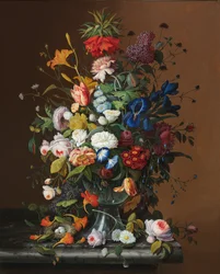 Bloemenstilleven met vogelnest