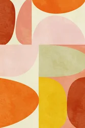 Warme pastelkleuren en geometrische patronen
